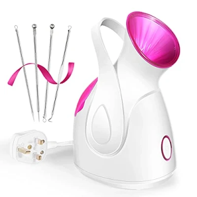 Image of Facial Steamer, 2021 Updated 10X Penetration Nano Ionic Portable Warm Mist Face Steamer for Women Moisturizing Home Sauna SPA Cleansing Pores 4 Piece Stainless Steel Skin Kit