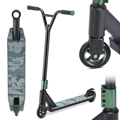 Image of Sportana Premium Stunt Scooter 100 mm PU Rollers 360 Spin Y Handlebar ABEC 9 Freestyle Kick Adults Children Trick Army Camo
