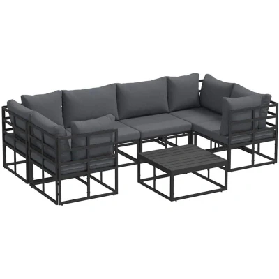Image of vidaXL Garden Sofa Set 7 pcs Black Aluminium