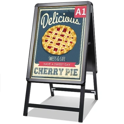 Image of NewZeal A Board Pavement Sign A1 Double Side Poster Holder Stand Aluminium Display with Snap Frame for Outdoor Advertising, Black
