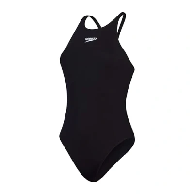 Image of Speedo Women&#039;s End+ V Back Swimsuit Athletic Fit Swim Fitness, Black, 40/16