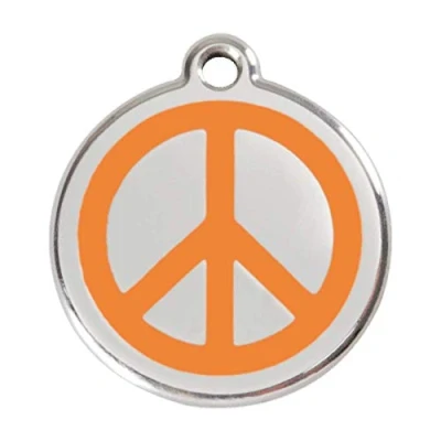 Image of Red Dingo Peace Enamel Dog Tag Orange Medium