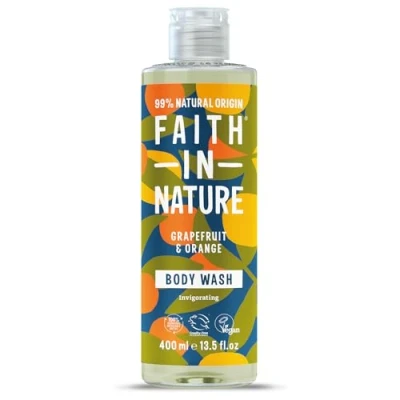 Image of Faith In Nature Natural Grapefruit and Orange Body Wash, Energising Shower Gel, Vegan Cruelty Free, No SLS or Parabens, 400 ml
