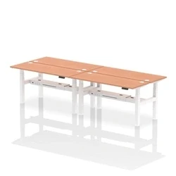 Image of Air B2B 1600x600mm Height Adjustable 4P Bench Desk CP Beech/White