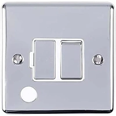 Image of Enhance Decorative Switched Fuse Spur With Flex Outlet Polished Chrome Finish White Trim