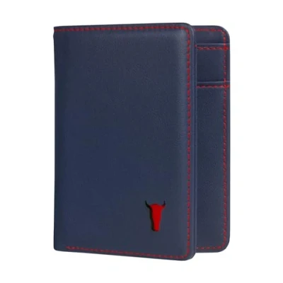 Image of TORRO Bifold Wallet Premium Genuine Leather Card with RFID Protection (Navy Blue)