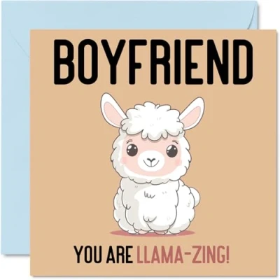 Image of Birthday Cards for Boyfriend Llama Zing Funny Happy Card from Girlfriend, Partner Gifts, 145mm x Joke Greeting Men Him