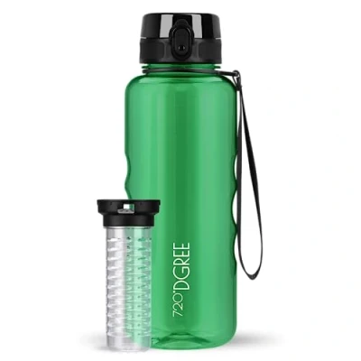 Image of 720DGREE Water Bottle “uberBottle“ 1.5 L crystalClear +Fruit Infuser BPA Free Tritan, Leakproof, Reusable Drinking Sports for Gym, Fitness, Hiking, Travel, School, Office