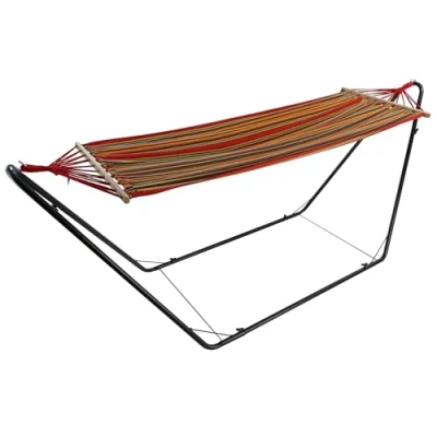 Image of Easigear Hammock with Metal Stand Frame Garden Camping Outdoor Patio Swing Bed Portable