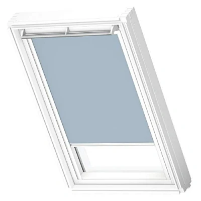 Image of VELUX Original Roof Window Blackout Blind for MK06, Light Blue, with White Guide Rail