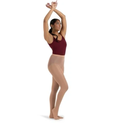 Image of Capezio Hold &amp; Stretch Tights For Women, Versatile Women’s Tights, Semi Opaque, Professional Seamless Dance With Elasticised Waistband Practice Performance Light Suntan, M (Medium)