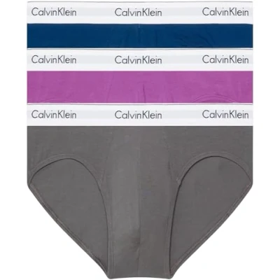 Image of Calvin Klein Men Hip Briefs Stretch Cotton Pack of 3, Multicolor (Eiffle Tower Poisidon Dahlia), S