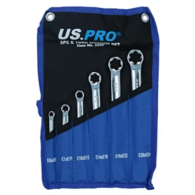 Image of AB Tools 6pc Torx E Spanner Wrench Star Double Ended Box E6 E24 12 Sizes Set