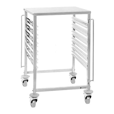Image of Royal Catering RCTW 6 GN 2/1 Stainless Steel Tray Trolley Rack Sheet Pan Mobile Slots Transport