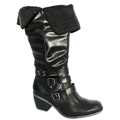 Image of Hush Puppies Rustique 14 Inch Tall Boots Womens Black Leather H506875 B7D
