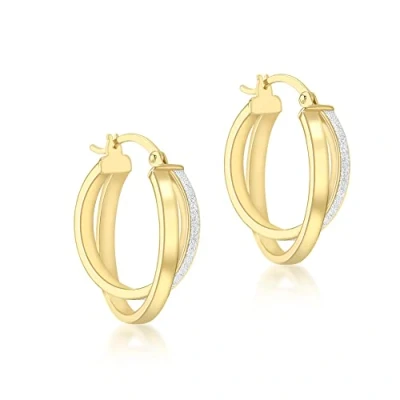 Image of Carissima Gold Women&#039;s 9 ct Yellow Stardust Double Creole Earrings