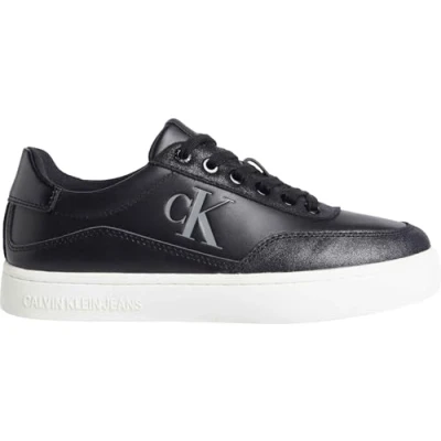 Image of Calvin Klein Jeans Women&#039;s Classic Cupsole Low Mg LTH Yw0yw01585 Sneakers, Black Triple Black, 6.5 UK