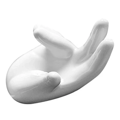 Image of Ocarina Ceramic Hand Stand White Support Display Base Finger Holder For Music Lovers