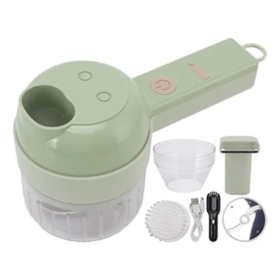 Image of 4 in 1 Electric Vegetable Chopper, USB Rechargeable Chopper Blender,Wireless Food Processor Slicer Dicer Julienne Chip Veggies for Onion Salad Garlic Meat