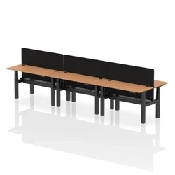 Image of Air B2B 1400x600mm Adjustable 6P Bench Desk CP Oak/Black + Screen