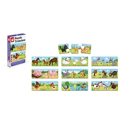 Image of Janod From 3 years old Puzzle Trionimo 10 Puzzles of Pieces 30 Animals Cardboard FSC Memory and Association Games J02710