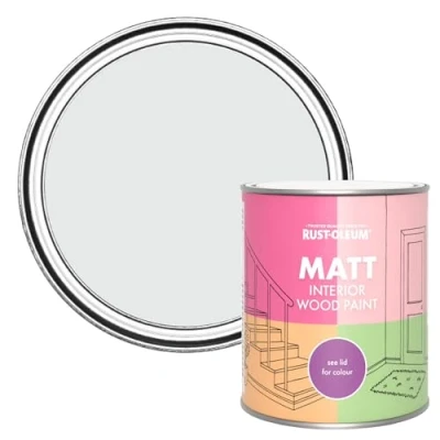 Image of Rust Oleum Grey Interior Wood Paint in Matt Finish Monaco Mist 750ml
