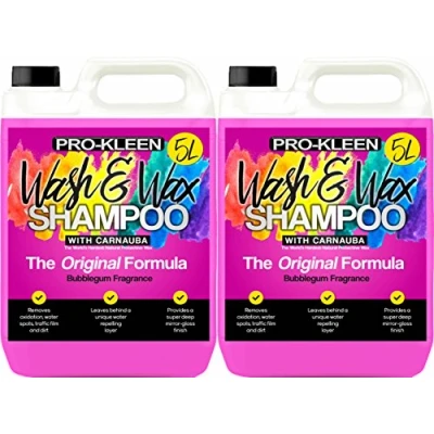 Image of Pro Kleen 10L Wash &amp; Wax Car Shampoo with Carnauba (The World&#039;s Hardest Natural Protective Wax!) pH Neutral Water Beading Technology Bubblegum Fragrance