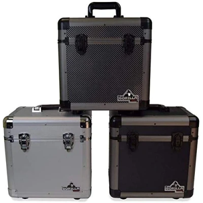 Image of Gorilla LP80 12&quot; LP Vinyl Record Storage Carry Case Holds 80 3 Colours Available (Silver)