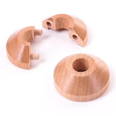 Image of 2X Solid Oak Pipe Collars Radiator Cover Ring for Surround Finish