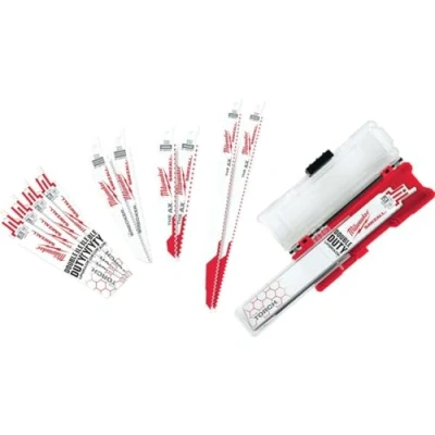 Image of Milwaukee 49 22 1129 12 Piece Ultimate Demolition Sawzall Blade Set, White