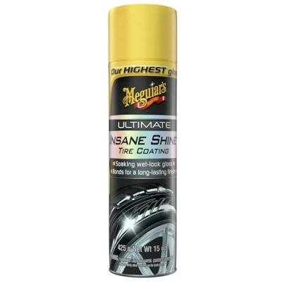Image of Meguiar&#039;s Ultimate Insane Shine Tire Coating Premium Dressing that Delivers a Lasting High Gloss Wet Look that&#039;s Easy to Use 15 Oz Aerosol