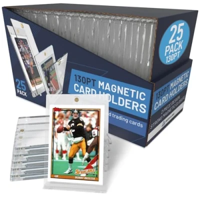 Image of Premium Magnetic Card Holder (25 Pack) 130PT Holders for Trading Cards. Pro UV Protectors with Ultra Clear Design, One Touch Magnet Case and MTG