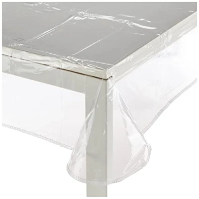 Image of Soleil d&#039;ocre Square Tablecloth 180 x cm Crystal, Polyvinyl Chloride (PVC), Transparent/Green