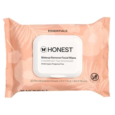 Image of Honest Beauty 30 Pack Makeup Remover Wipes with Grape Seed and Olive Oils Paraben Free Synthetic Fragrances Dermatologist Tested Cruelty