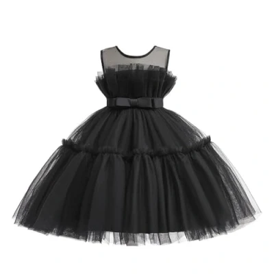 Image of Lito Angels Wedding Bridesmaid Flower Girl Fancy Dress Occasion Party Ball Gown Outfit for Kids Girls Age 4 5 Years, Black (Tag Number 110)