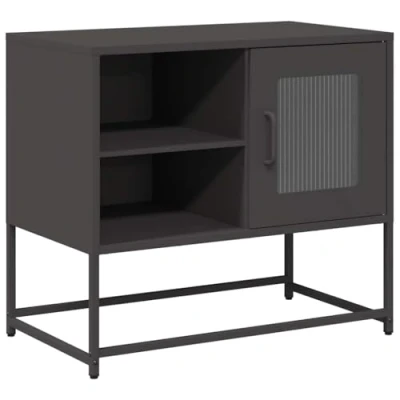 Image of vidaXL TV Cabinet Black Steel Stand/Media Unit 68x39x60.5 cm Industrial Entertainment Console with Storage Shelves for Living Room/Bedroom Stylish Sideboard/HiFi
