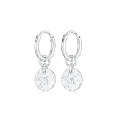 Image of Elli Earrings Ladies Creoles Plate Pendant Hammered Removable in 925 Sterling Silver