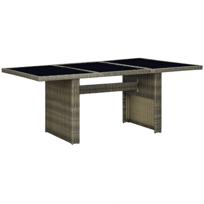Image of vidaXL Garden Table Brown Poly Rattan and Tempered Glass