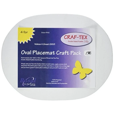 Image of Bosal 16 1/2 x 13 1/4 inch Craf Tex Oval Placemat Craft Pack, Pack of 4, White