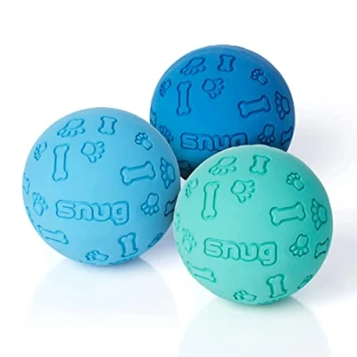 Image of Snug Rubber Dog Balls for Small and Medium Dogs of all Breeds Tennis Ball Size Virtually Indestructible (3 Pack Cool)