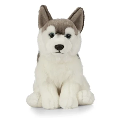 Image of Living Nature AN461 Pets Husky, Realistic Soft Cuddly Dog Toy, Naturli Eco Friendly Plush, Blue,Grey,White, 21cm