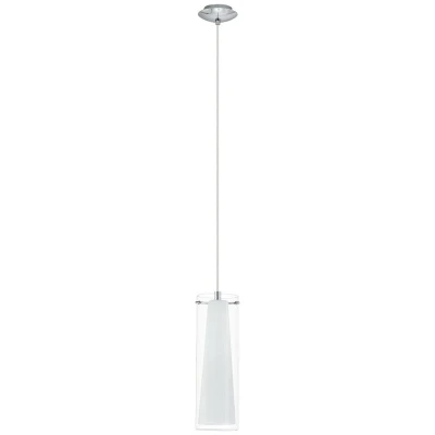 Image of Eglo Pinto Pendant Lamp, Chrome Coloured Steel, Clear and Matt Opal Glass Ceiling Light, Dinning Living Room Lighting, E27 Socket