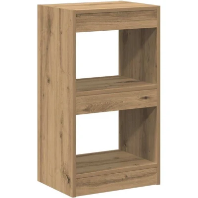 Image of vidaXL book cabinet/room divider artisan oak 40x30x72 cm engineered wood 2 tier bookshelf for living room/bedroom layout