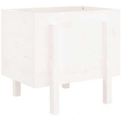 Image of vidaXL Solid Pinewood Garden Planter Versatile Outdoor Flower and Herb Container White Rectangular Box for Patio, Garden, or Balcony Decoration&#039;