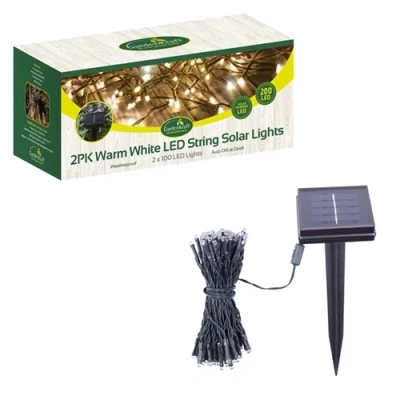 Image of GardenKraft 2pk 100 LED Solar String Lights Warm White