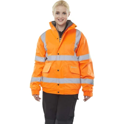 Image of BOMBER JACKET FLEECE LINED HV ORANGE LGE