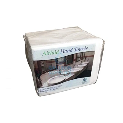 Image of Crown Supplies White Disposable Linen Feel Luxury Airlaid Paper Napkins/Hand Towels 40cm 8 Fold Pack of 50