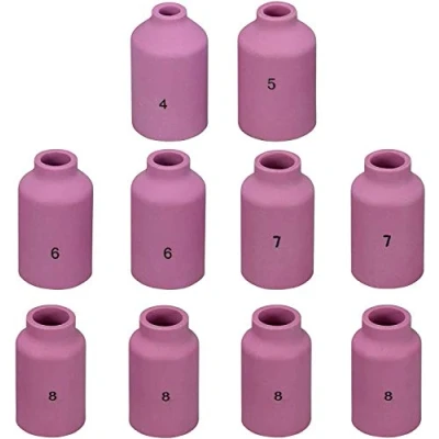 Image of RIVERWELD TIG Gas Lens Ceramic Cup Kit 54N14 (#8, D12.5 x 42mm) 54N15 (#7, D11.0 54N16 (#6, D9.5 54N17 (#5, D8.0 54N18 (#4, D6.5 for WP 17 18 26 Welding Torch 10pk