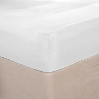 Image of Brentfords Plain Dye Bed Fitted Sheet Soft Microfibre, 100% Polyester, White, Super King