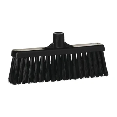 Image of Vikan 31669 Medium Sweep Floor Broom Head, Polypropylene Block, 12 1/4&quot; Polyester Bristle, Black